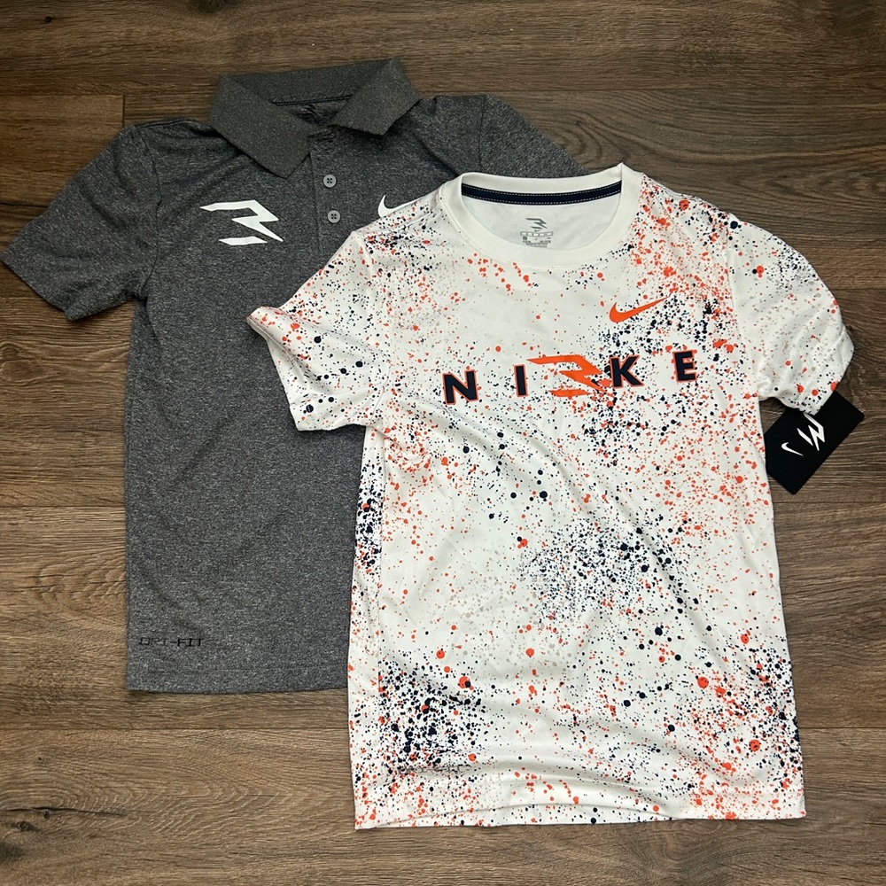 Artistic White and Orange Polo Shirt